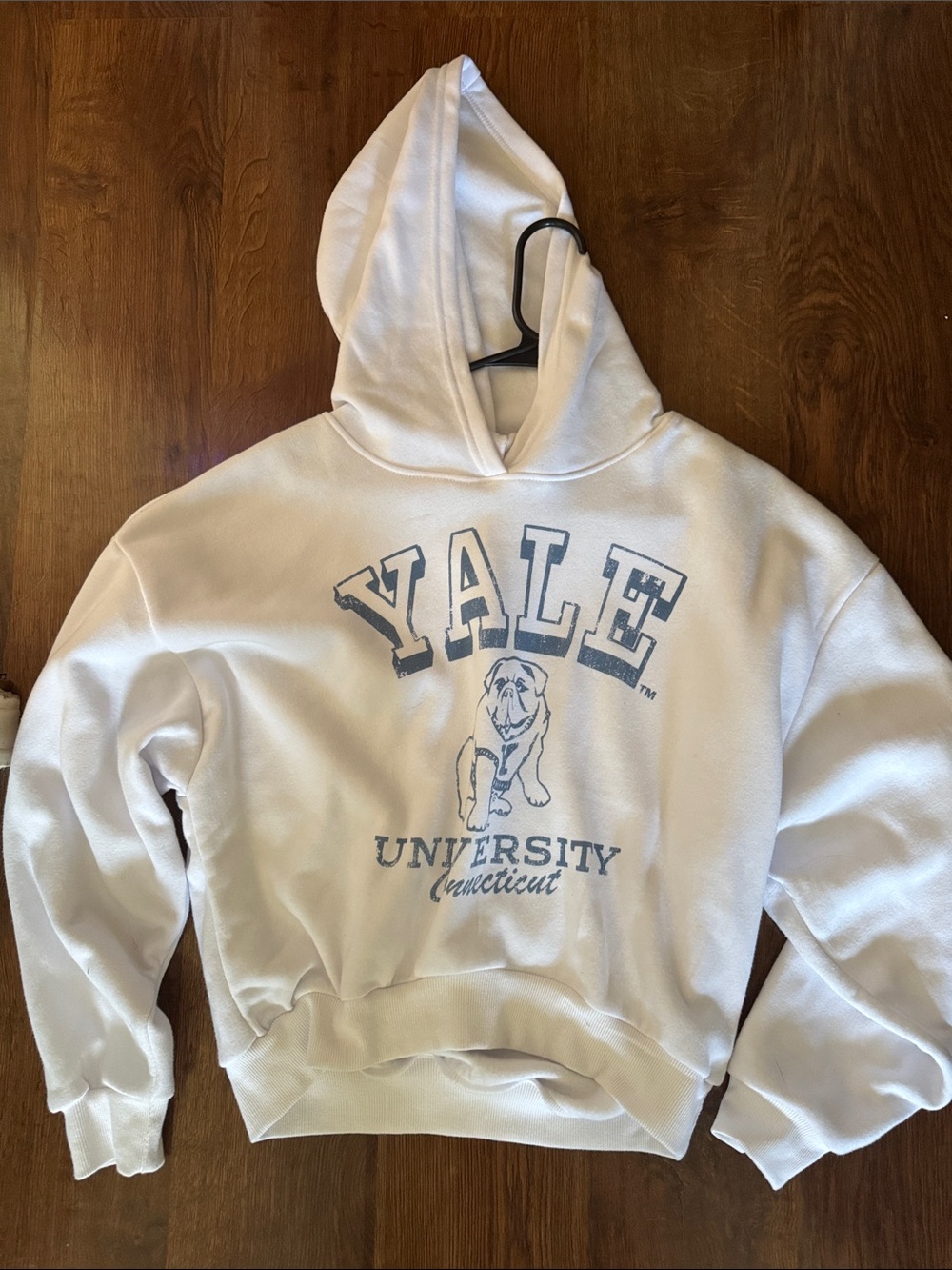 Yale University White Hoodie with Blue Print